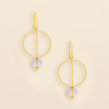 Refined Glass Drop Earrings - Pink/Gold