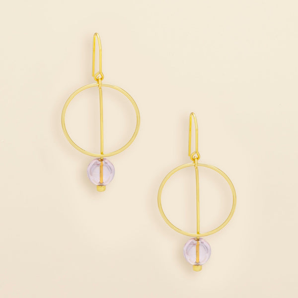 Refined Glass Drop Earrings - Pink/Gold