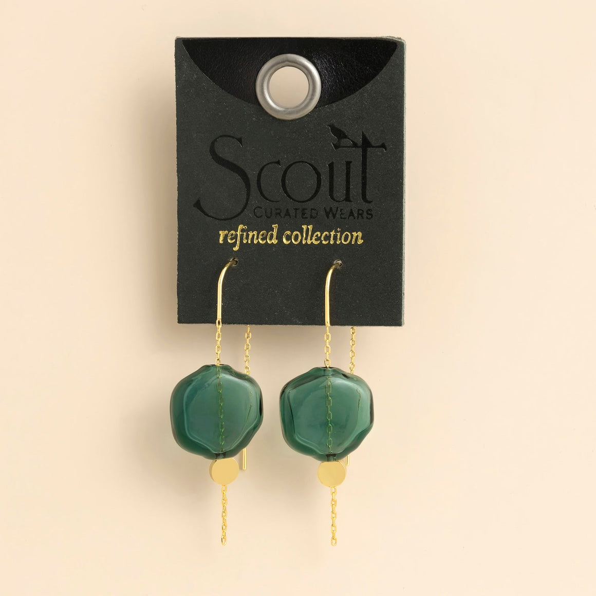 Refined Glass Organic Threader - Teal/Gold