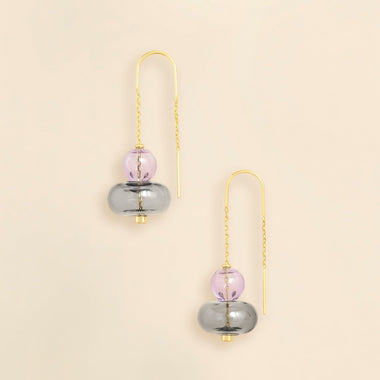 Refined Glass Stacked Threader - Lavender/Smoke/Gold