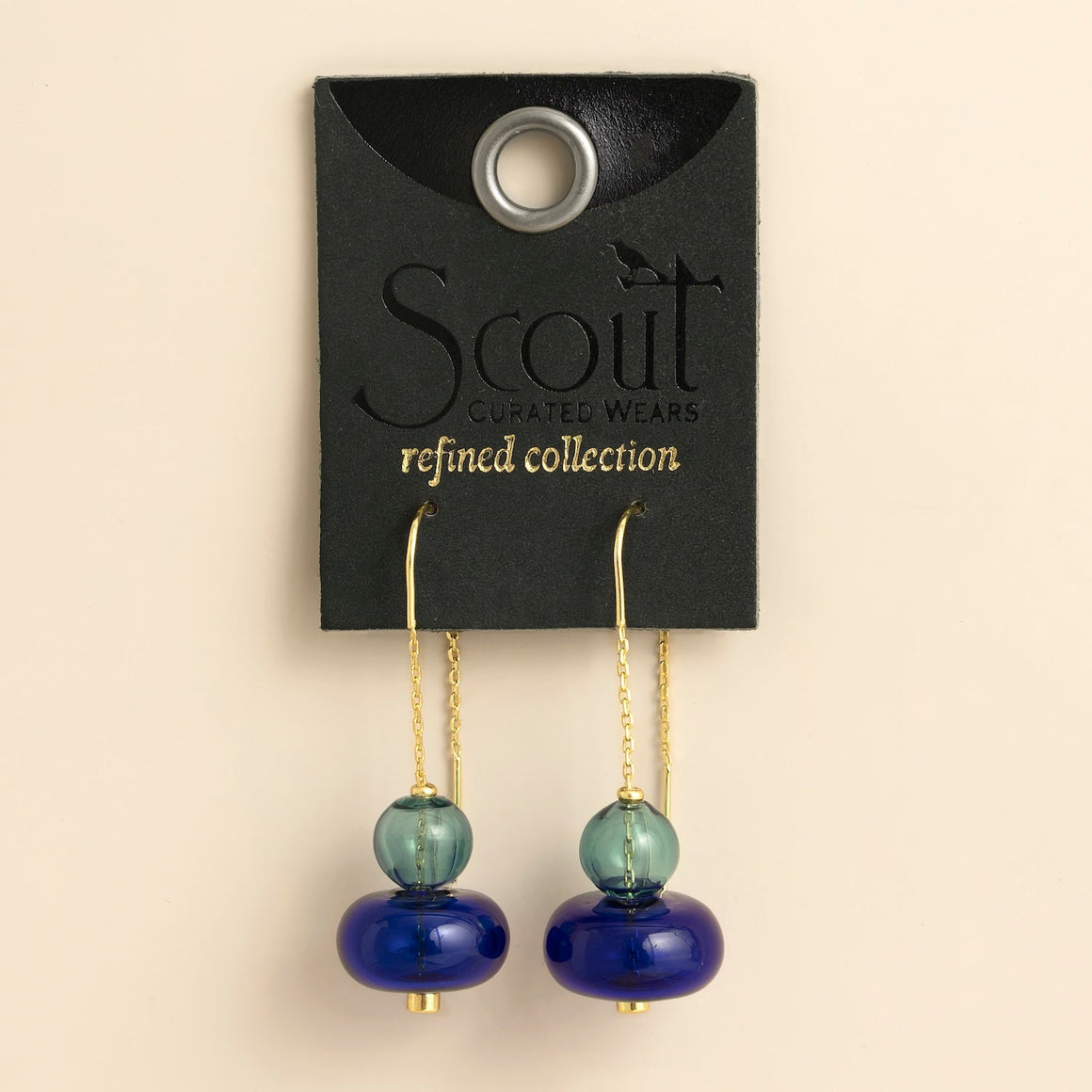 Refined Glass Stacked Threader - Teal/Blue/Gold