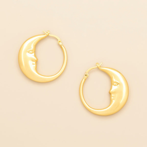 Refined Icon Earring - Moon Hoop/Gold