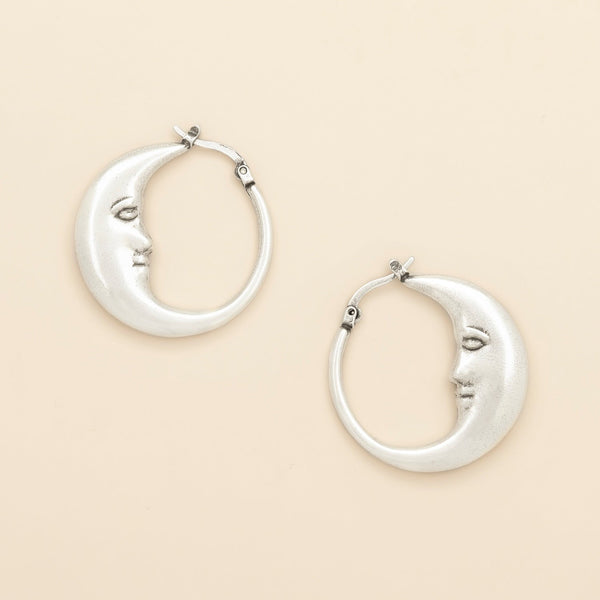 Refined Icon Earring - Moon Hoop/Silver