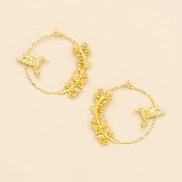 Refined Icon Earring - Hummingbird Hoop/Gold
