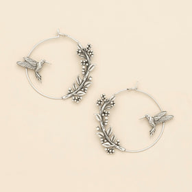 Refined Icon Earring - Hummingbird Hoop/Silver