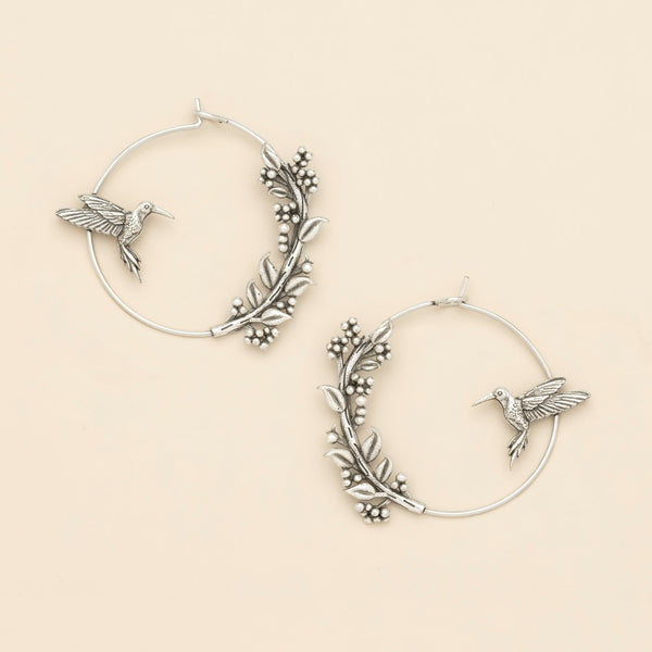 Refined Icon Earring - Hummingbird Hoop/Silver
