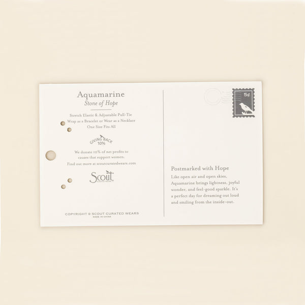 Mixed Media Wrap Bracelet/Necklace - Hope/Aquamarine/Silver