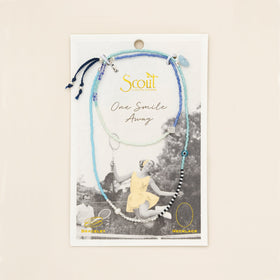 Mixed Media Wrap Bracelet/Necklace - Hope/Aquamarine/Silver