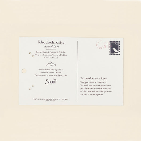 Mixed Media Wrap Bracelet/Necklace - Love/Rhodocrosite/Gold
