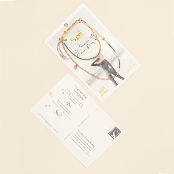 Mixed Media Wrap Bracelet/Necklace - Healing/Tourmaline/Gold