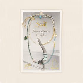 Mixed Media Wrap Bracelet/Necklace - Transformation/African Turquoise/Gold