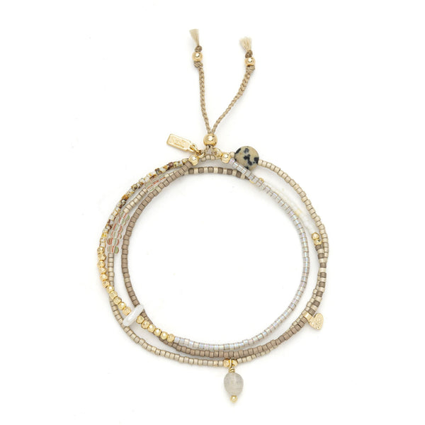 Mixed Media Wrap Bracelet/Necklace - Magic/Labradorite/Gold