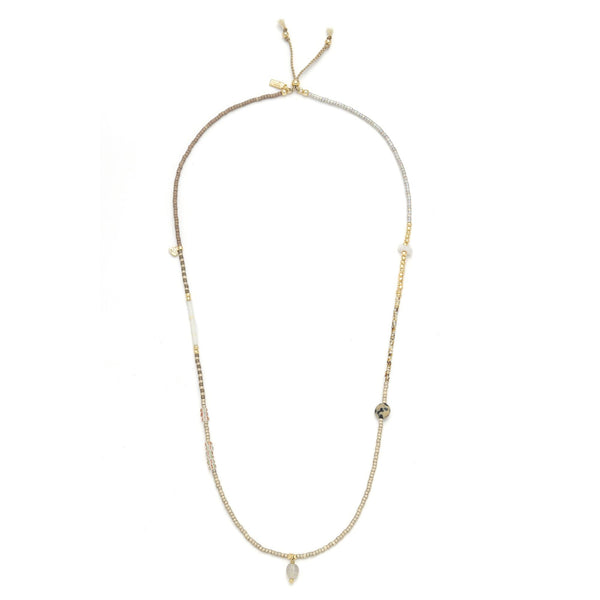 Mixed Media Wrap Bracelet/Necklace - Magic/Labradorite/Gold