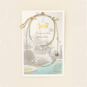 Mixed Media Wrap Bracelet/Necklace - Magic/Labradorite/Gold