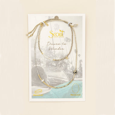 Mixed Media Wrap Bracelet/Necklace - Magic/Labradorite/Gold