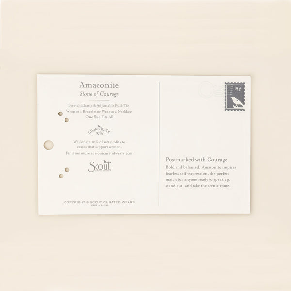 Mixed Media Wrap Bracelet/Necklace - Courage/Amazonite/Silver