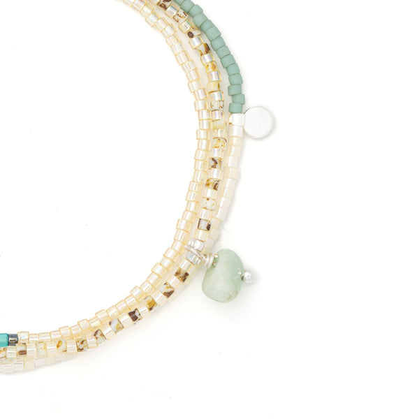 Mixed Media Wrap Bracelet/Necklace - Courage/Amazonite/Silver