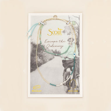 Mixed Media Wrap Bracelet/Necklace - Courage/Amazonite/Silver