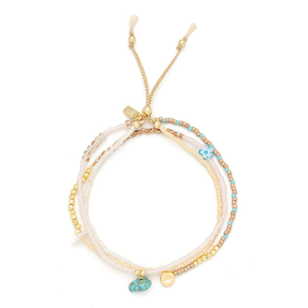 Mixed Media Wrap Bracelet/Necklace - Tranquility/Turquoise/Gold