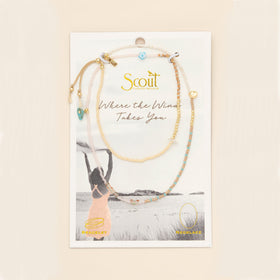 Mixed Media Wrap Bracelet/Necklace - Tranquility/Turquoise/Gold