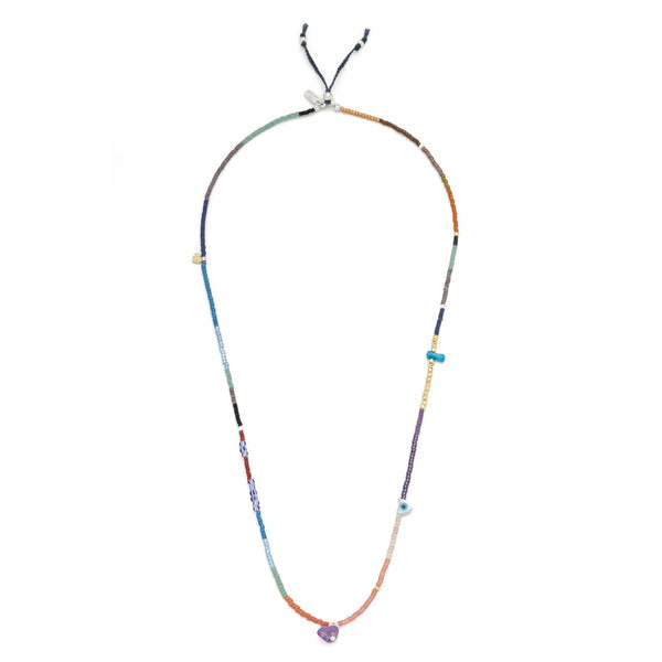 Mixed Media Wrap Bracelet/Necklace - Protection/Amethyst/Gold/Silver