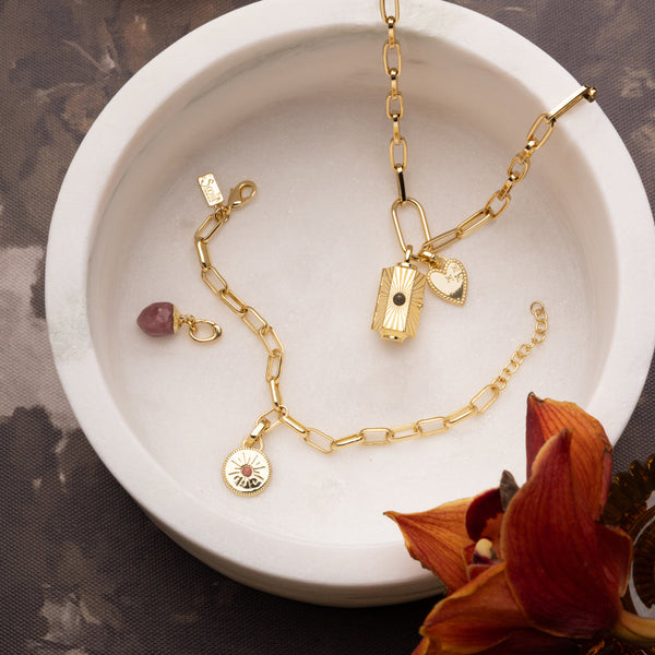 Stella Locket Necklace - Positive Energy/Pyrite/Gold