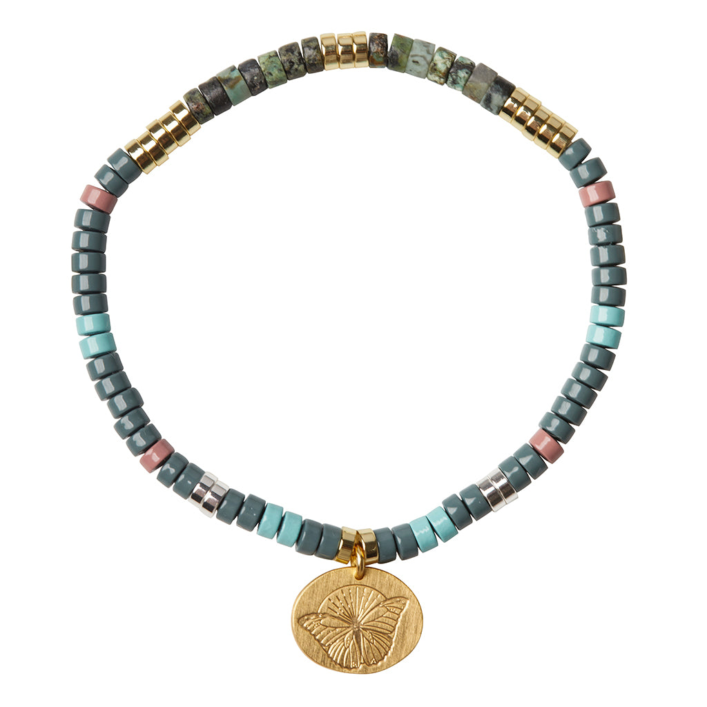 Stone Intention Charm Bracelet - African Turquoise/Gold