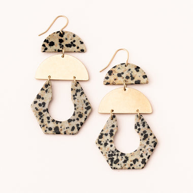 Stone Cutout Earring - Dalmatian Jasper/Gold