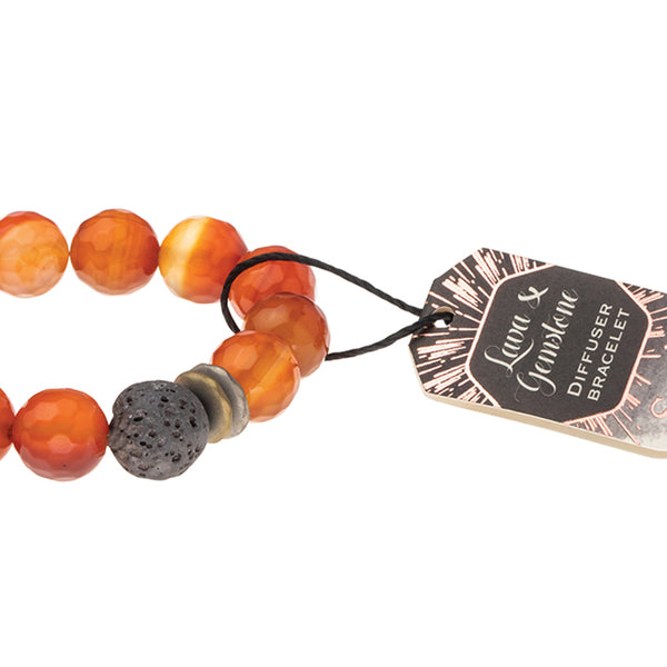 Lava & Gemstone Diffuser Bracelet - Amber Agate