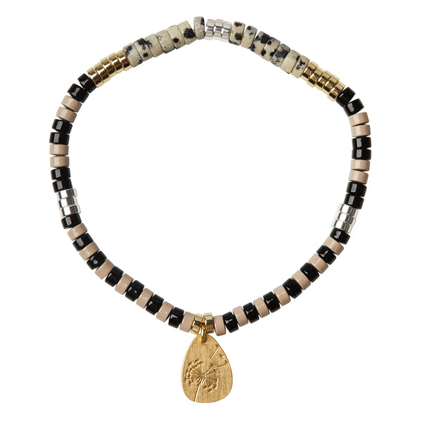 Stone Intention Charm Bracelet - Dalmatian Jasper/Gold