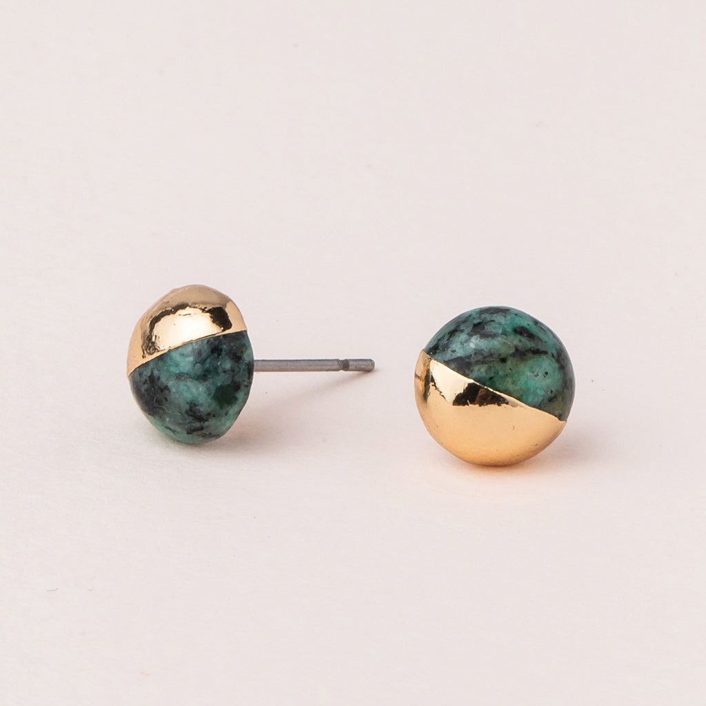 Dipped Stone Stud - African Turquoise/Gold