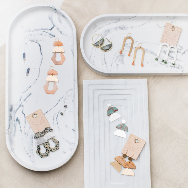 Stone Half Moon Earring - Picasso Jasper/Silver