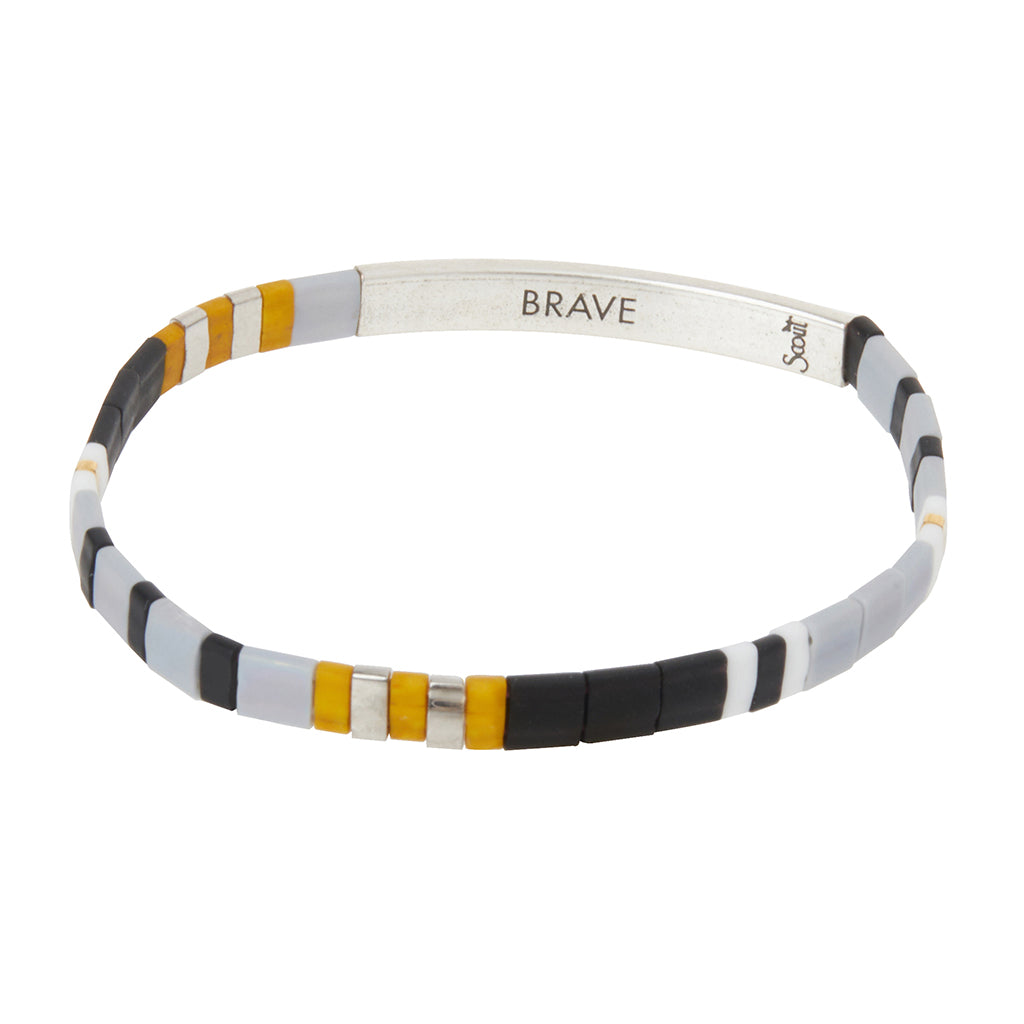 Good Karma Miyuki Bracelet | Brave - Gray/Black/Silver