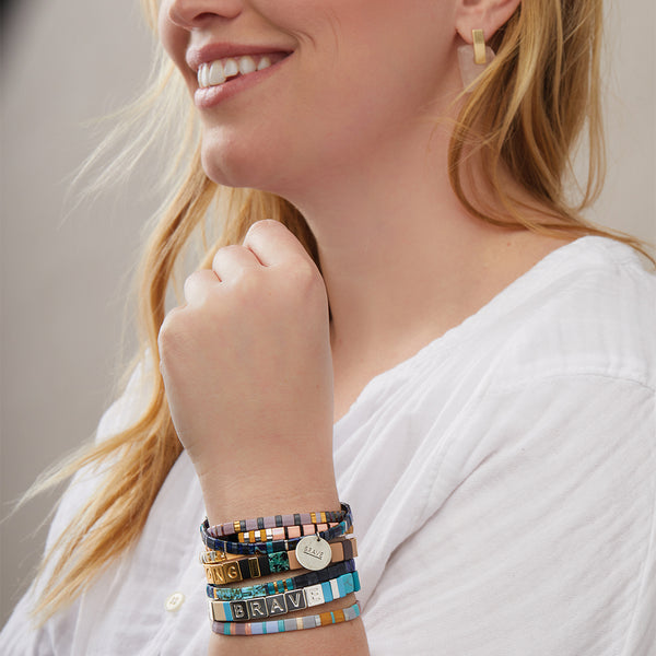 Empower Bracelet - XOXO Gold Aqua Terra/Rose Quartz