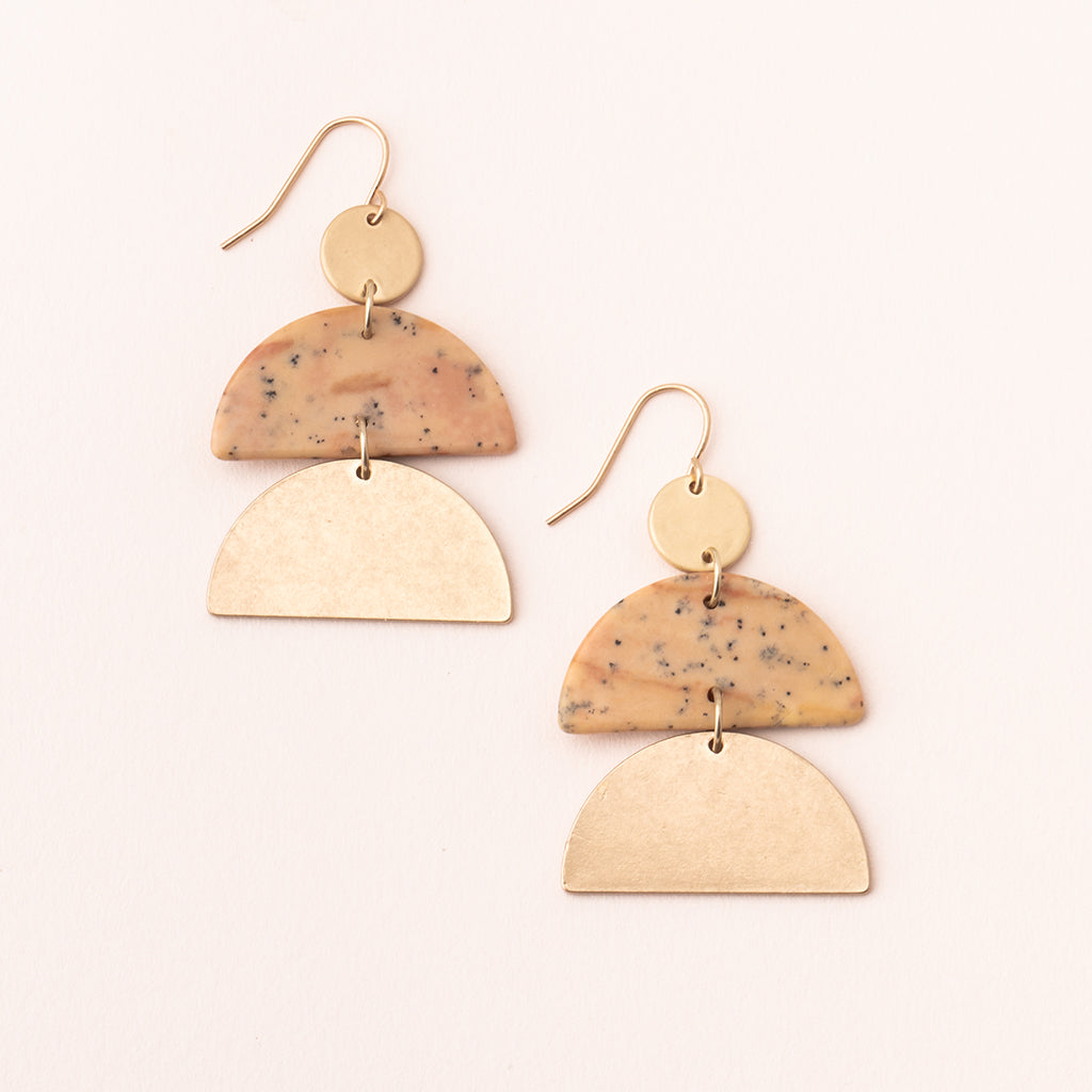 Half Moon Gold Acrylic & Wood Earring