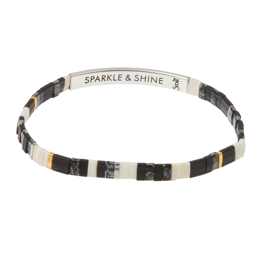 Good Karma Miyuki Bracelet | Sparkle & Shine - Raven/Silver