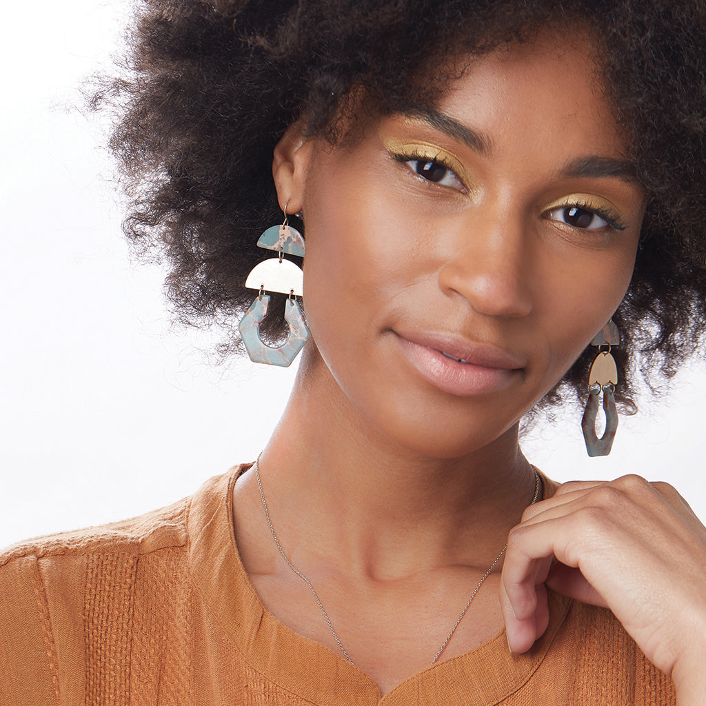 Stone Cutout Earring - Aqua Terra/Gold