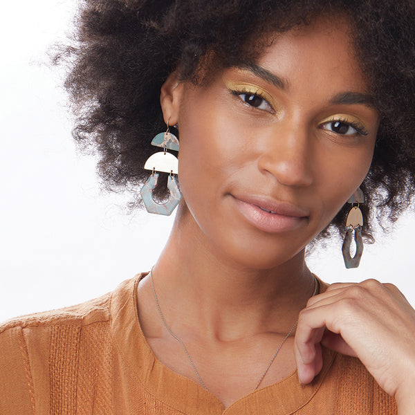 Stone Cutout Earring - Aqua Terra/Silver