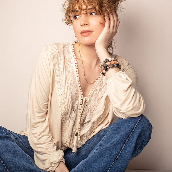 Lava & Gemstone Diffuser Bracelet - Sunstone