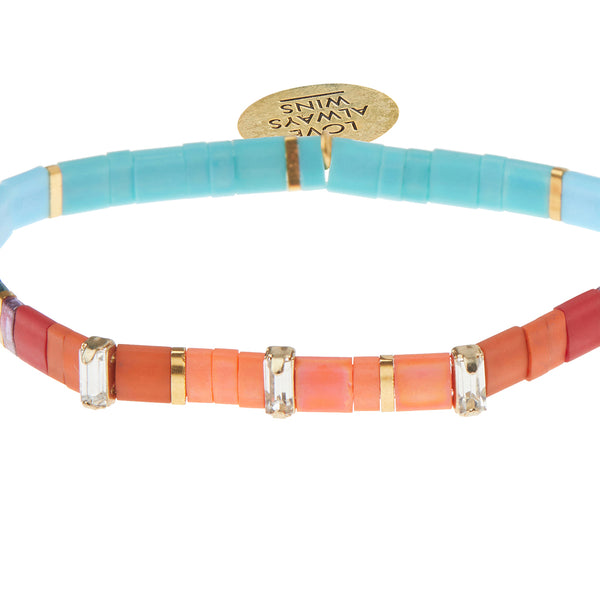 Good Karma Miyuki Charm Bracelet - Love Always Wins Multi/Sparkle/Gold