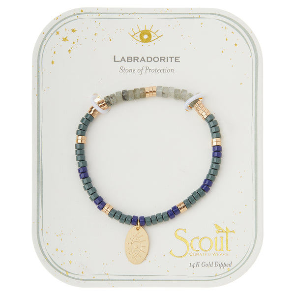 Stone Intention Charm Bracelet - Labradorite/Gold