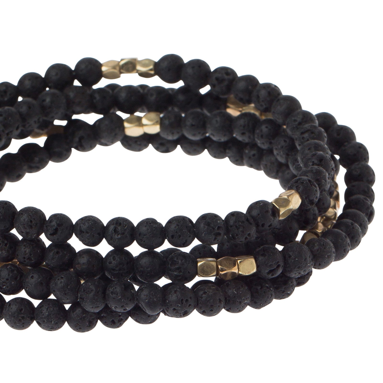 Black Lava Rock Necklace | Natural Strength & Courage - Luck Strings Black Wax Cotton