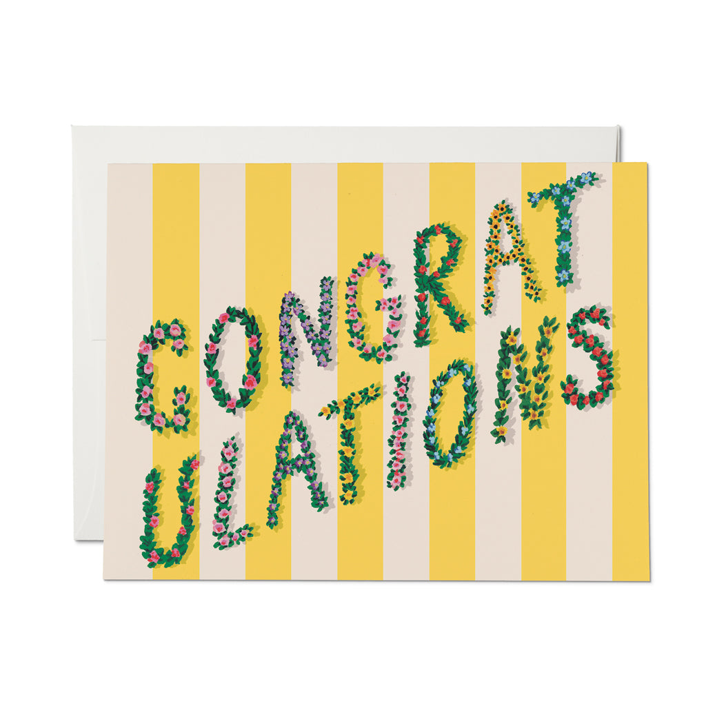Yellow Stripes Congrats Greeting Card