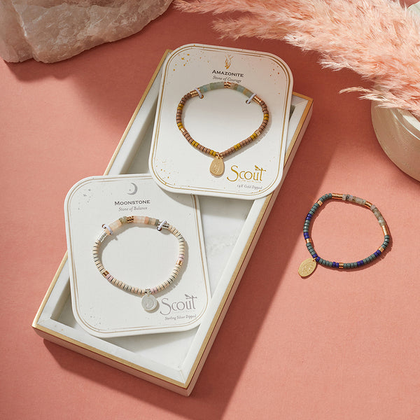 Stone Intention Charm Bracelet - Moonstone/Silver/Gold