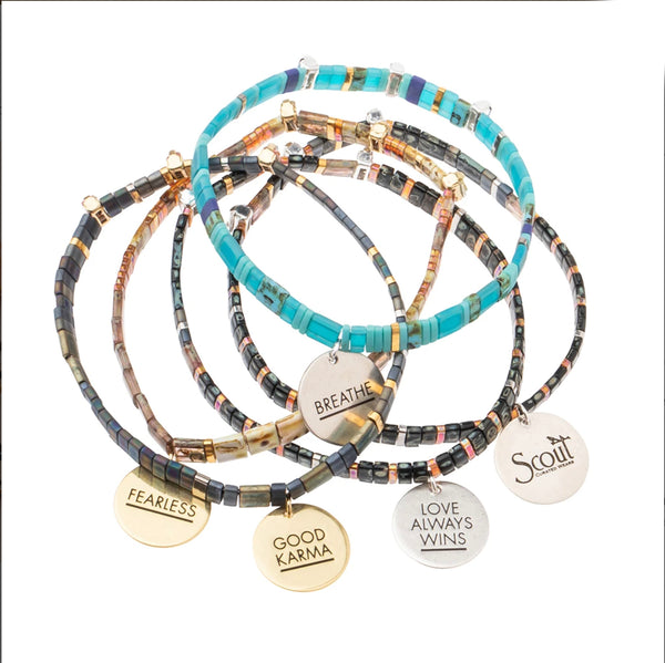 Good Karma Miyuki Charm Bracelet - Love Always Wins Multi/Sparkle/Gold