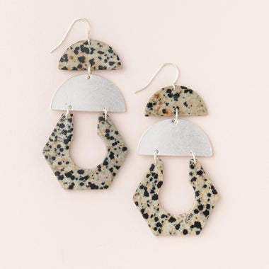 Stone Cutout Earring - Dalmatian Jasper/Silver