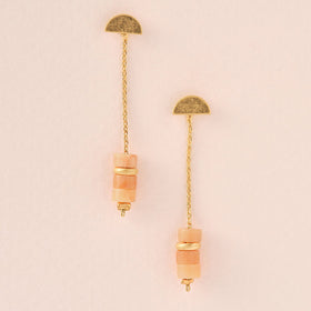 Stone Meteor Thread/Jacket Earring - Sunstone/Gold