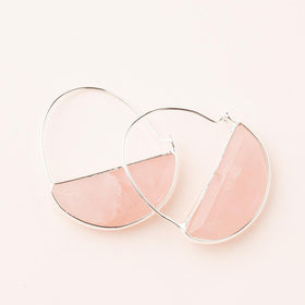 Stone Prism Hoop - Rose Quartz/Silver