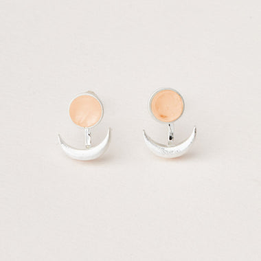 Stone Moon Phase Ear Jacket - Sunstone/Silver