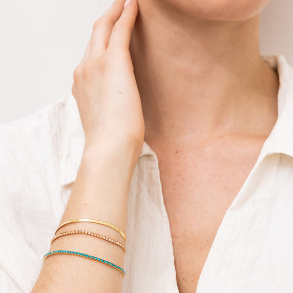 Sparkle & Shine Rhinestone Bracelet Trio - Caribbean Blue Opal/Gold